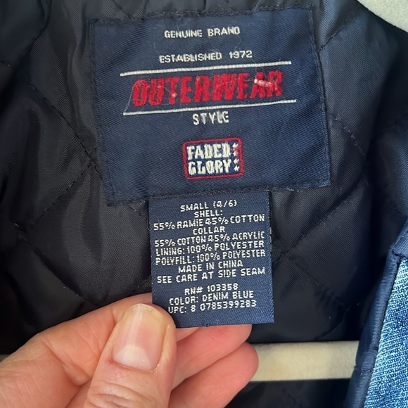 1990s Faded Glory Denim And Knit Zipper Jacket Quilted Lining Sz S Y2K - Picture 4 of 10